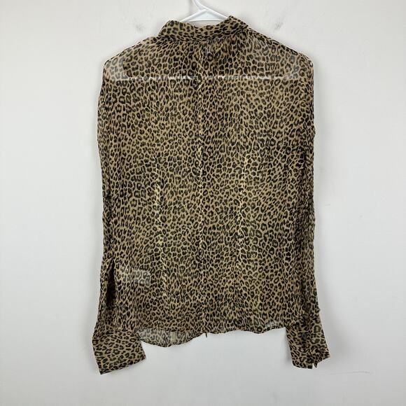 J.Crew Sheer Leopard Print Shirt Crinkle Chiffon Cupro Blouse Brown US 4 NWT - Picture 6 of 11